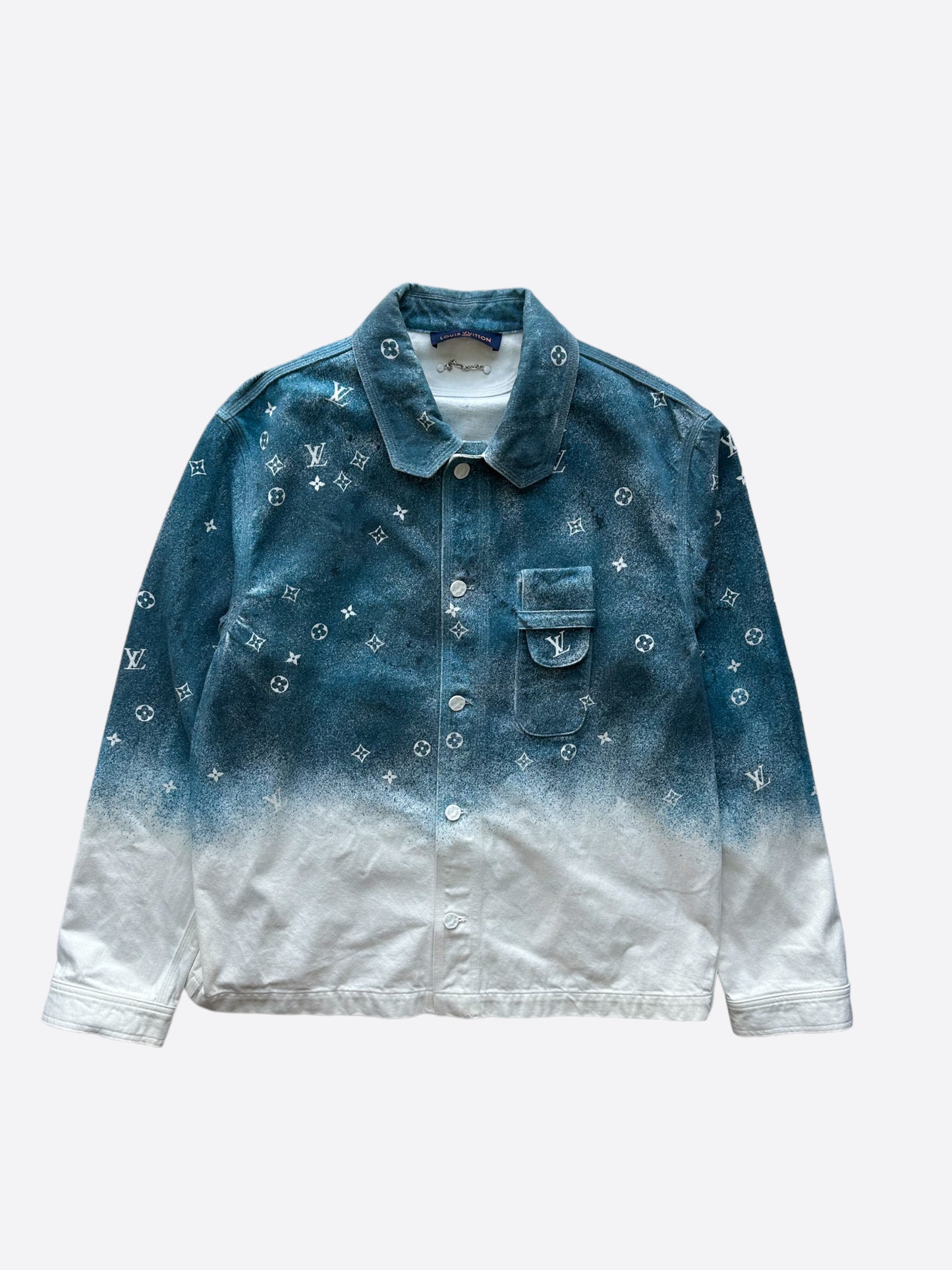 Louis Vuitton Blue & White Gradient Snowfall Monogram Denim Jacket