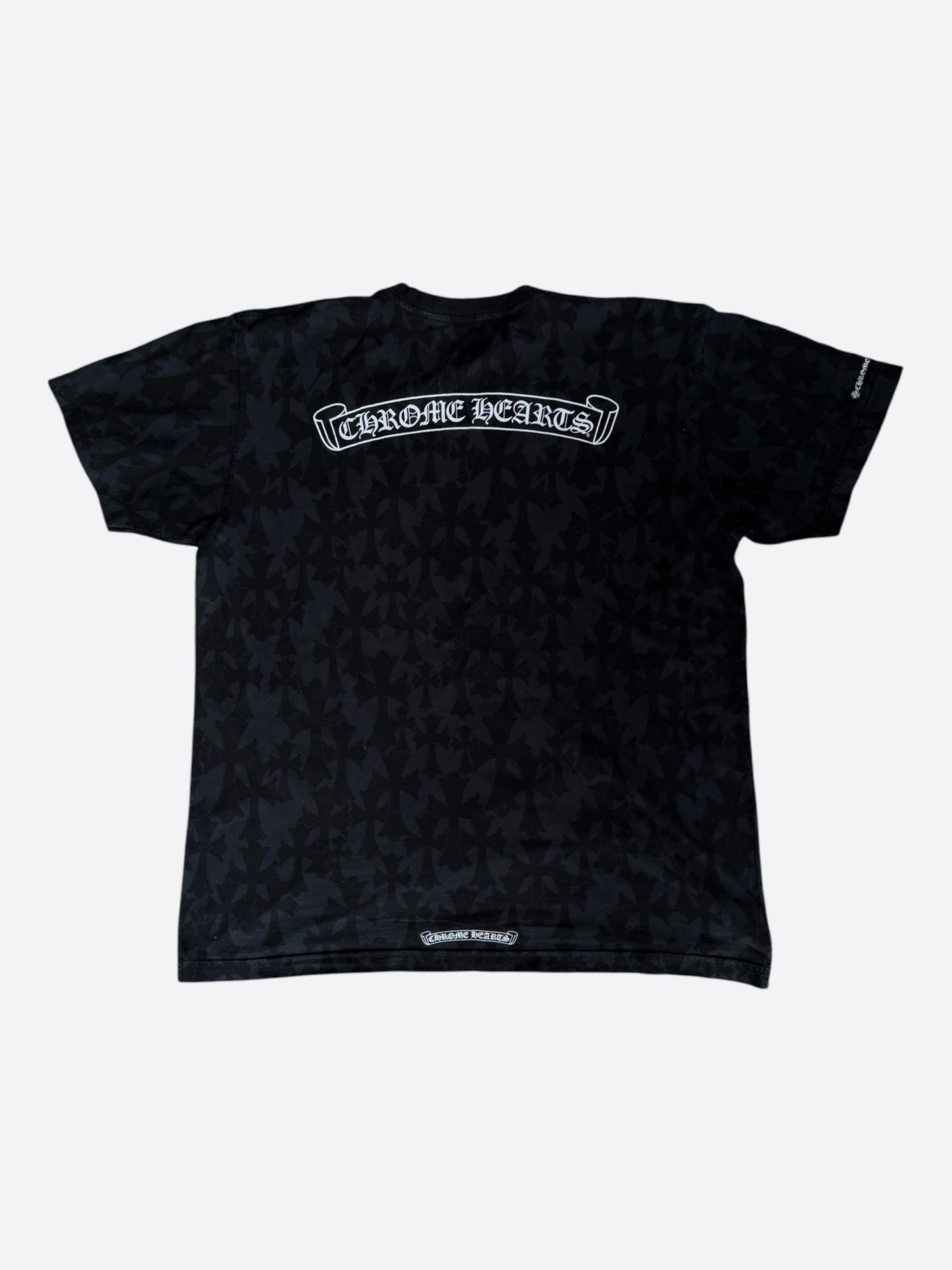 Chrome Hearts Black & White Cemetery Jacquard Horseshoe Logo T-Shirt