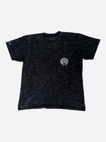 Chrome Hearts Black & White Cemetery Jacquard Horseshoe Logo T-Shirt