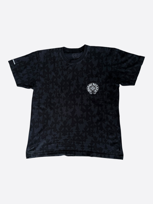 Chrome Hearts Black & White Cemetery Jacquard Horseshoe Logo T-Shirt