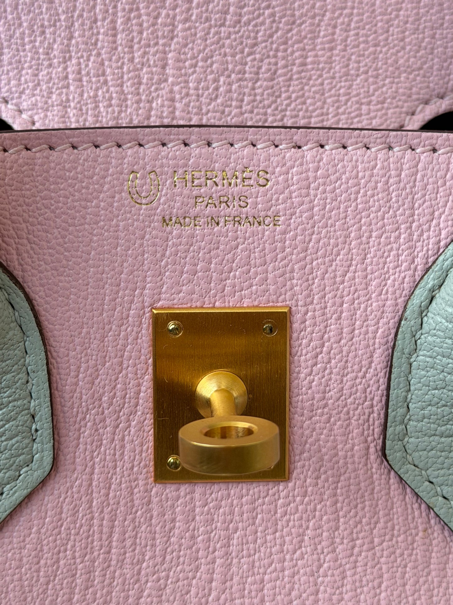 Hermes Sakura Bi-Color Chevre & Gold Hardware Birkin 25