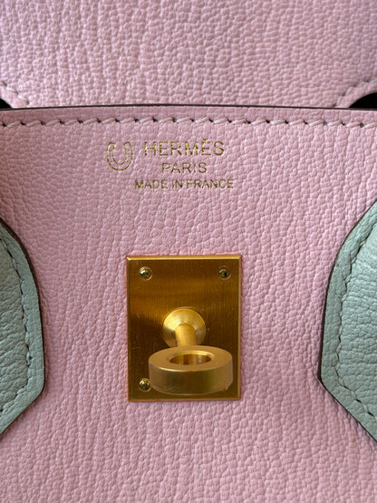 Hermes Sakura Bi-Color Chevre & Gold Hardware Birkin 25