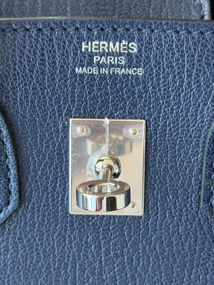 Hermes Blue Sapphire Chevre & Palladium Hardware Sellier Birkin 25
