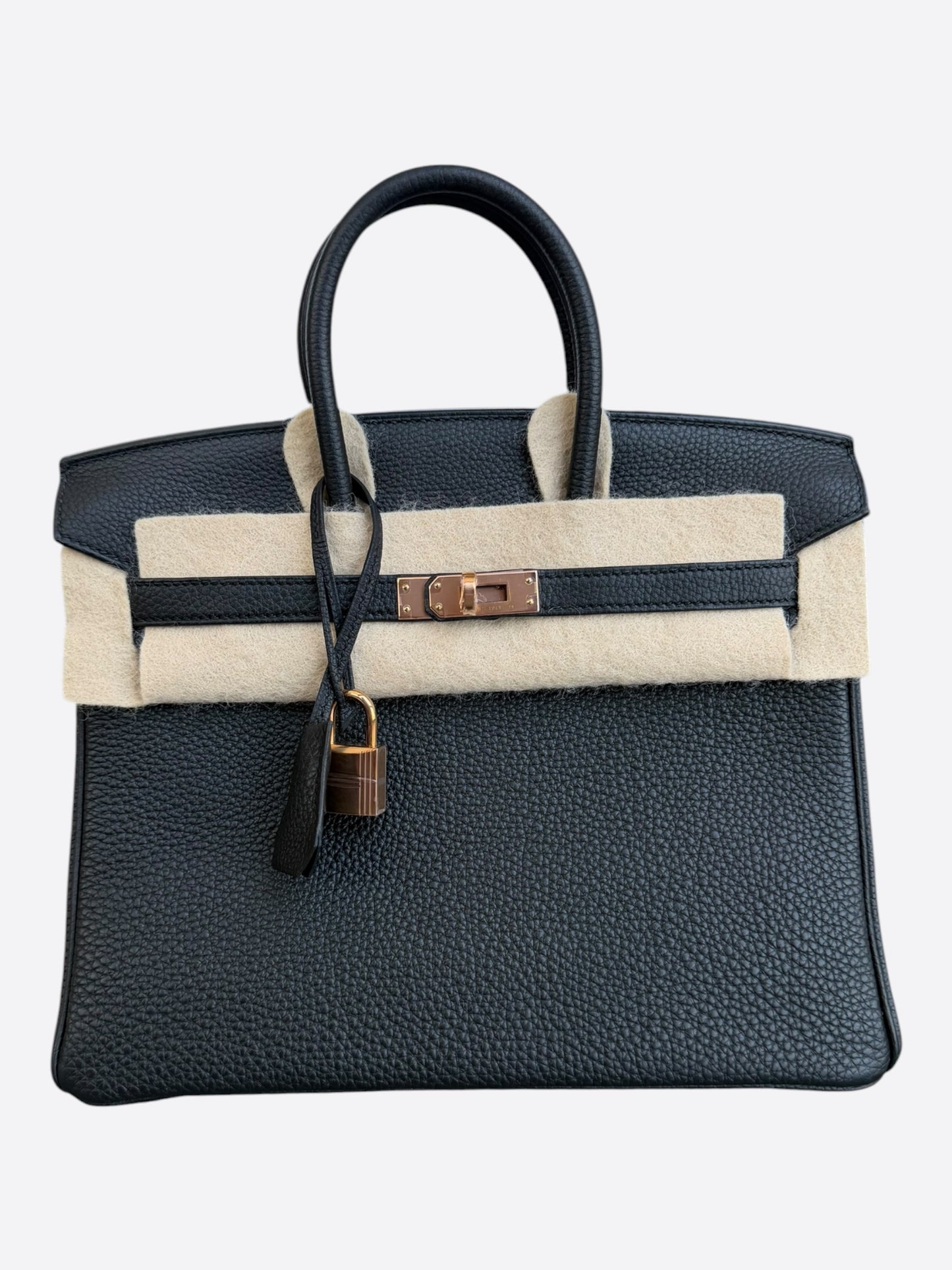 Hermes Black Togo & Rose Gold Hardware Birkin 25