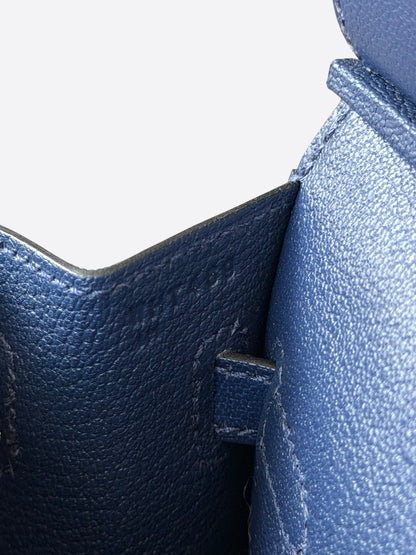 Hermes Blue Sapphire Chevre & Palladium Hardware Sellier Birkin 25