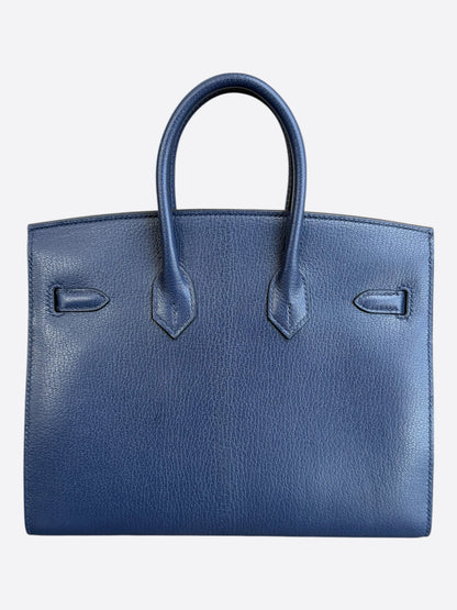 Hermes Blue Sapphire Chevre & Palladium Hardware Sellier Birkin 25