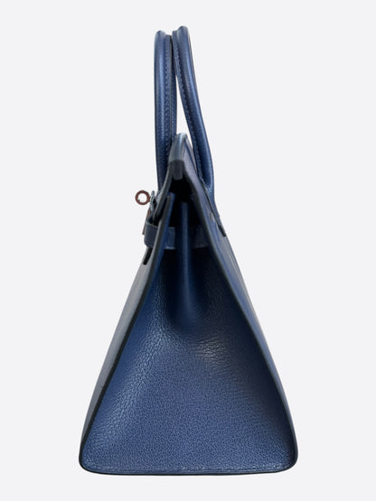 Hermes Blue Sapphire Chevre & Palladium Hardware Sellier Birkin 25