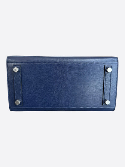 Hermes Blue Sapphire Chevre & Palladium Hardware Sellier Birkin 25