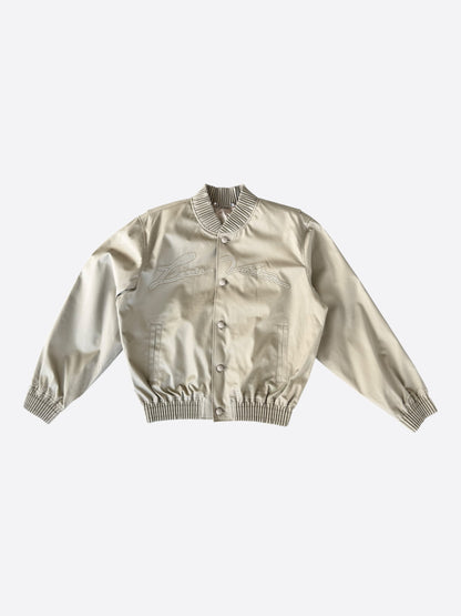 Louis Vuitton Beige Embroidered Logo Bomber Jacket