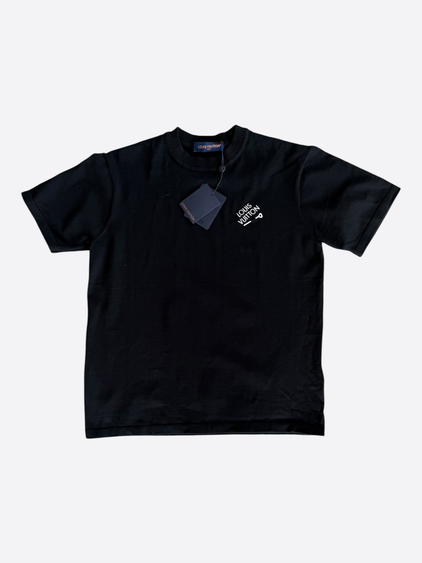 Louis Vuitton Black & White Pin Logo Embroidered T-Shirt