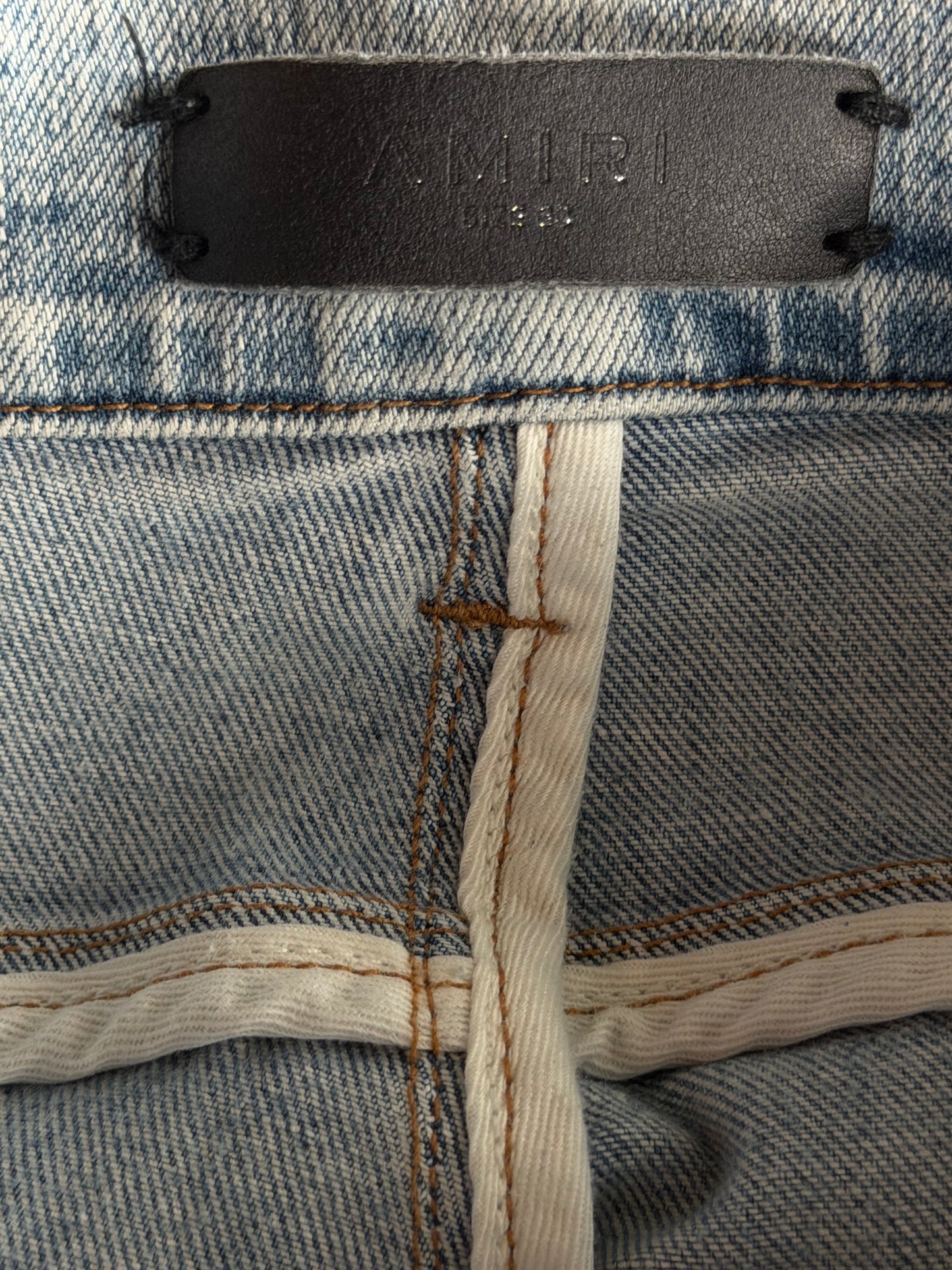 Amiri Indigo & White Patch Paint Splatter MX1 Jeans
