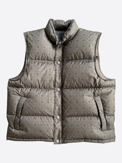 Chrome Hearts Olive Cross Jacquard Puffer Vest