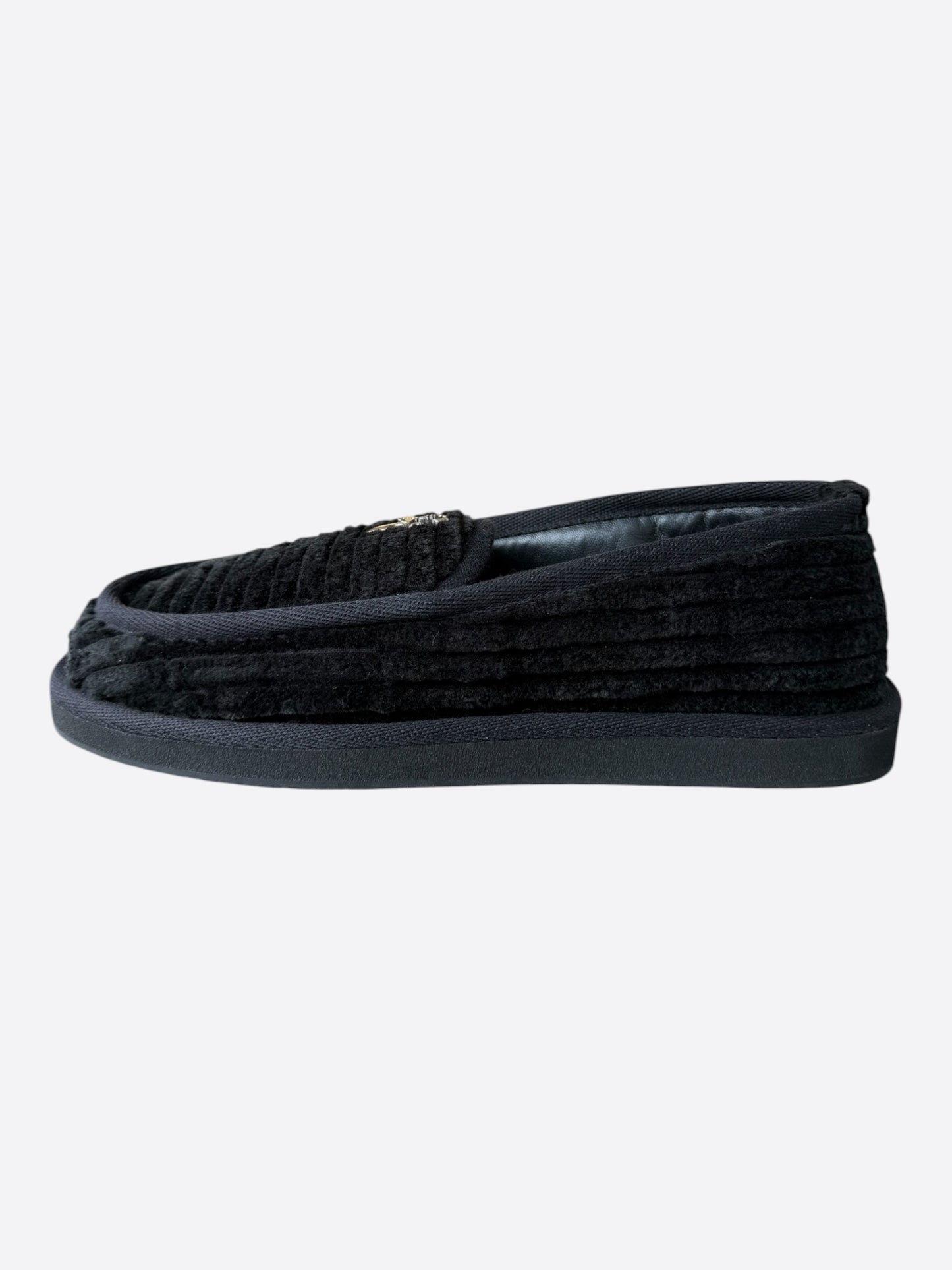 Chrome Hearts Black Corduroy Dagger Slippers