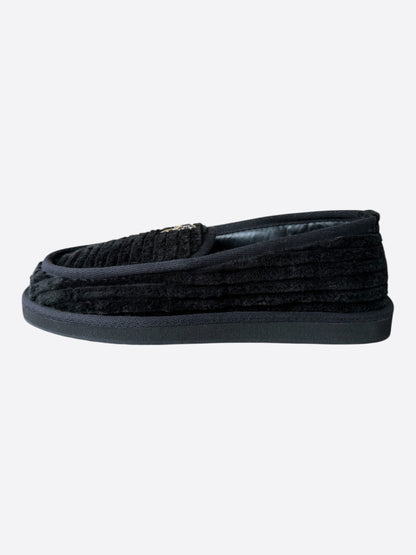 Chrome Hearts Black Corduroy Dagger Slippers