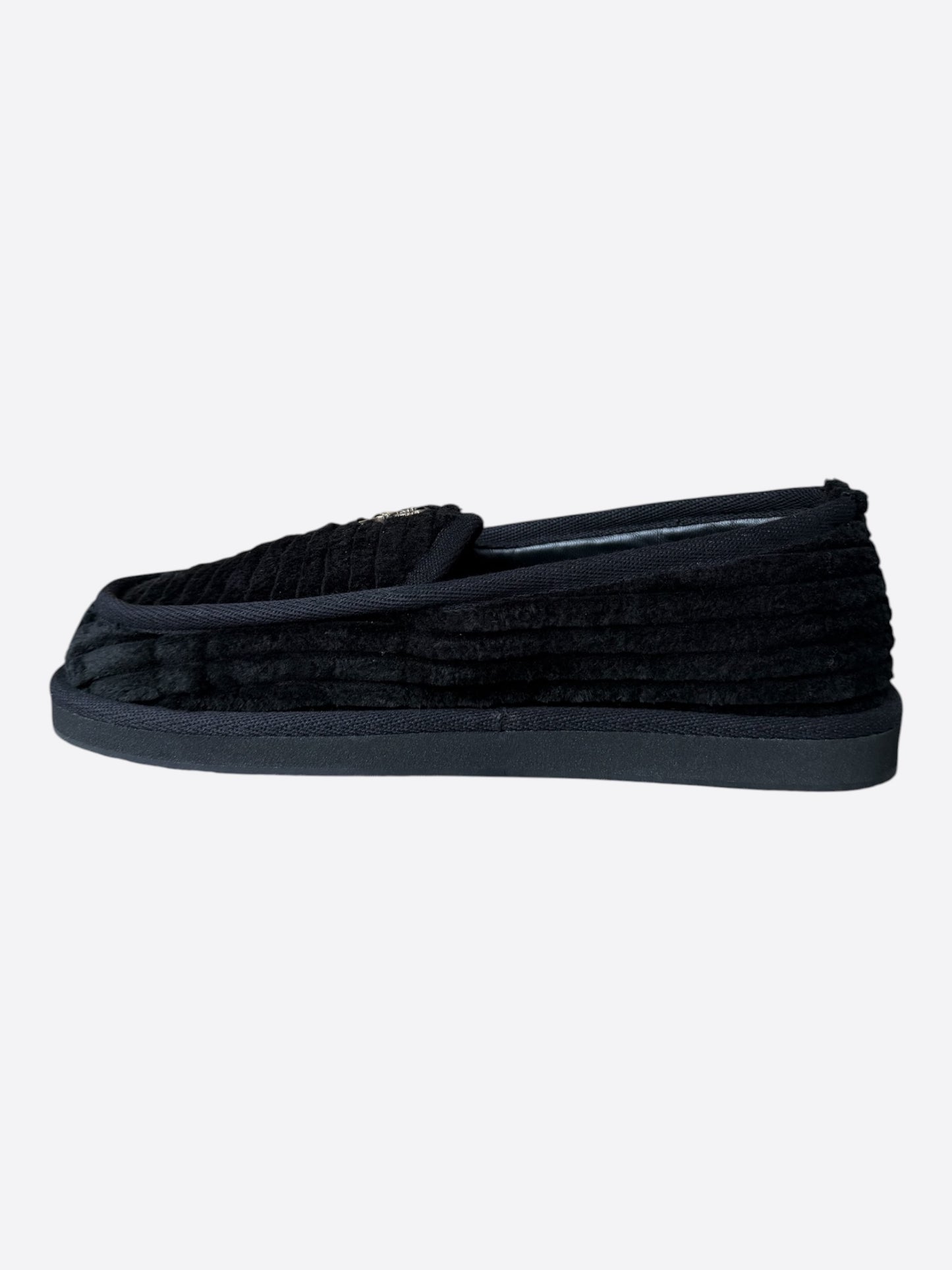 Chrome Hearts Black Corduroy Dagger Slippers