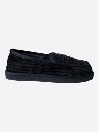 Chrome Hearts Black Corduroy Dagger Slippers