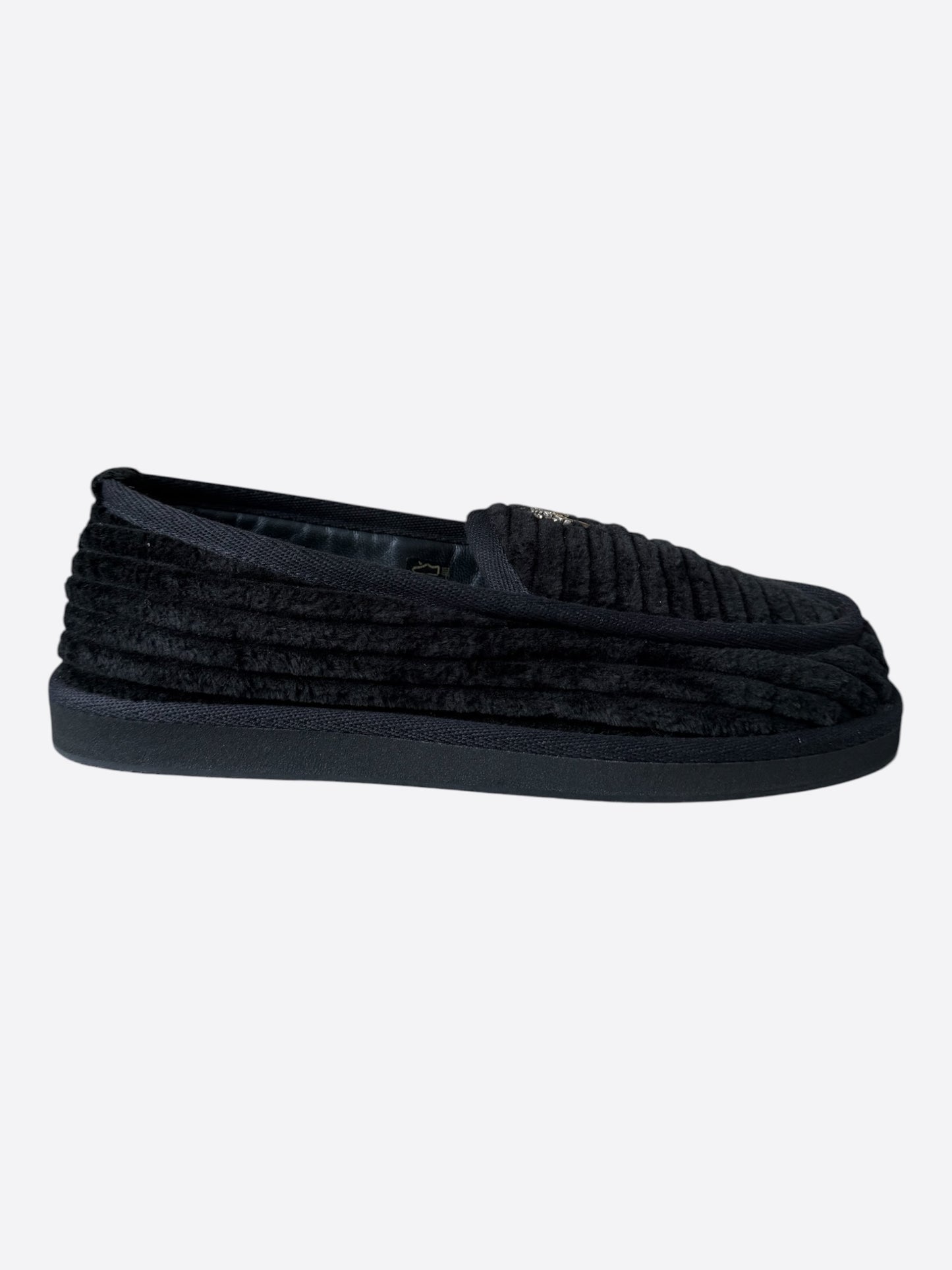Chrome Hearts Black Corduroy Dagger Slippers