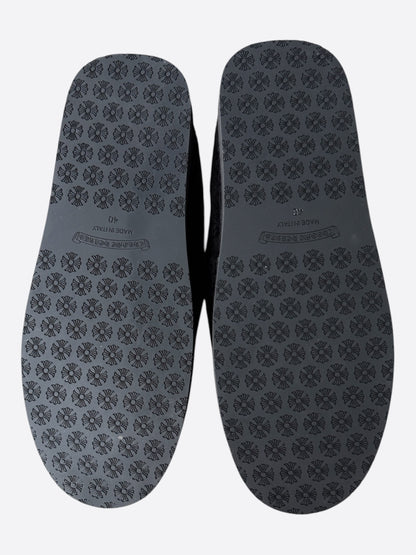 Chrome Hearts Black Corduroy Dagger Slippers