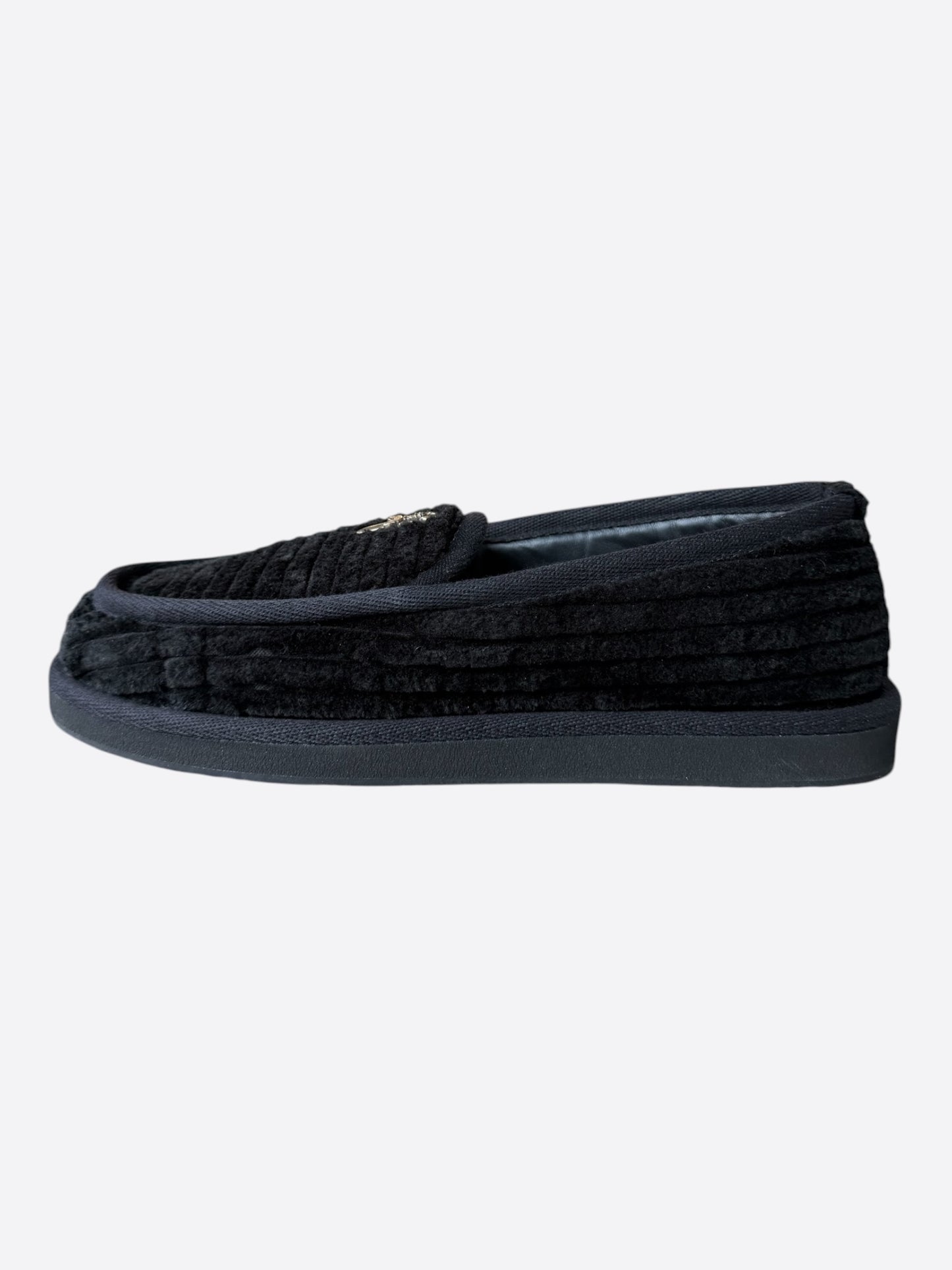 Chrome Hearts Black Corduroy Dagger Slippers