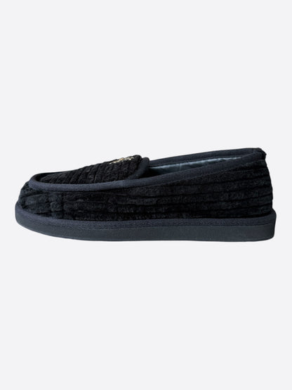 Chrome Hearts Black Corduroy Dagger Slippers