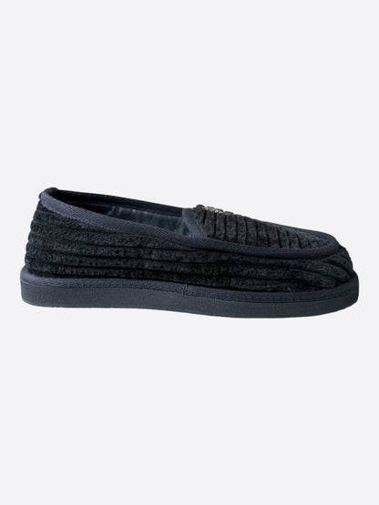 Chrome Hearts Black Corduroy Dagger Slippers