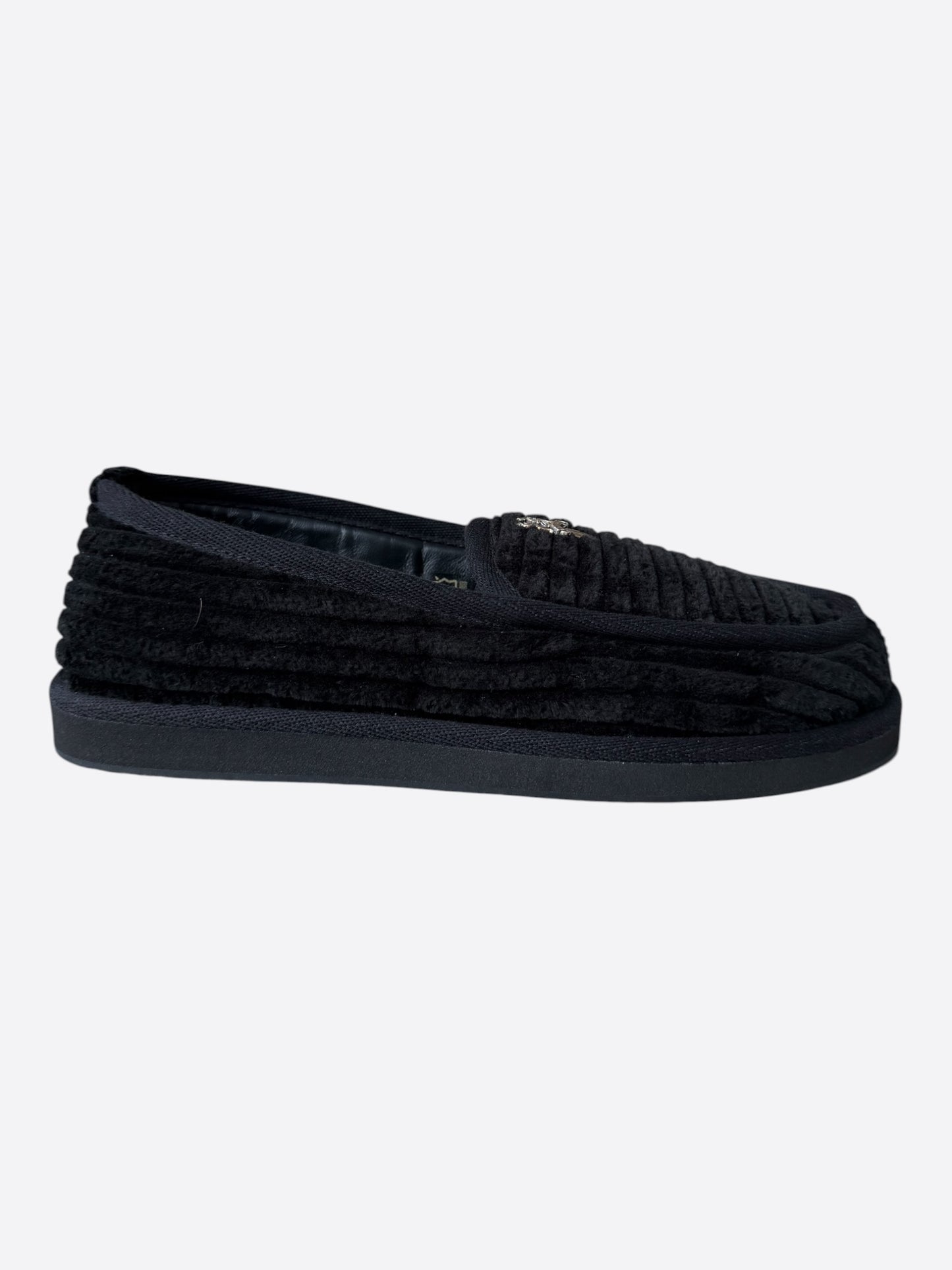 Chrome Hearts Black Corduroy Dagger Slippers