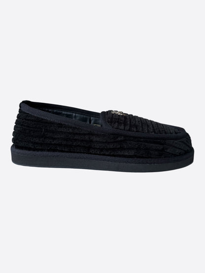 Chrome Hearts Black Corduroy Dagger Slippers