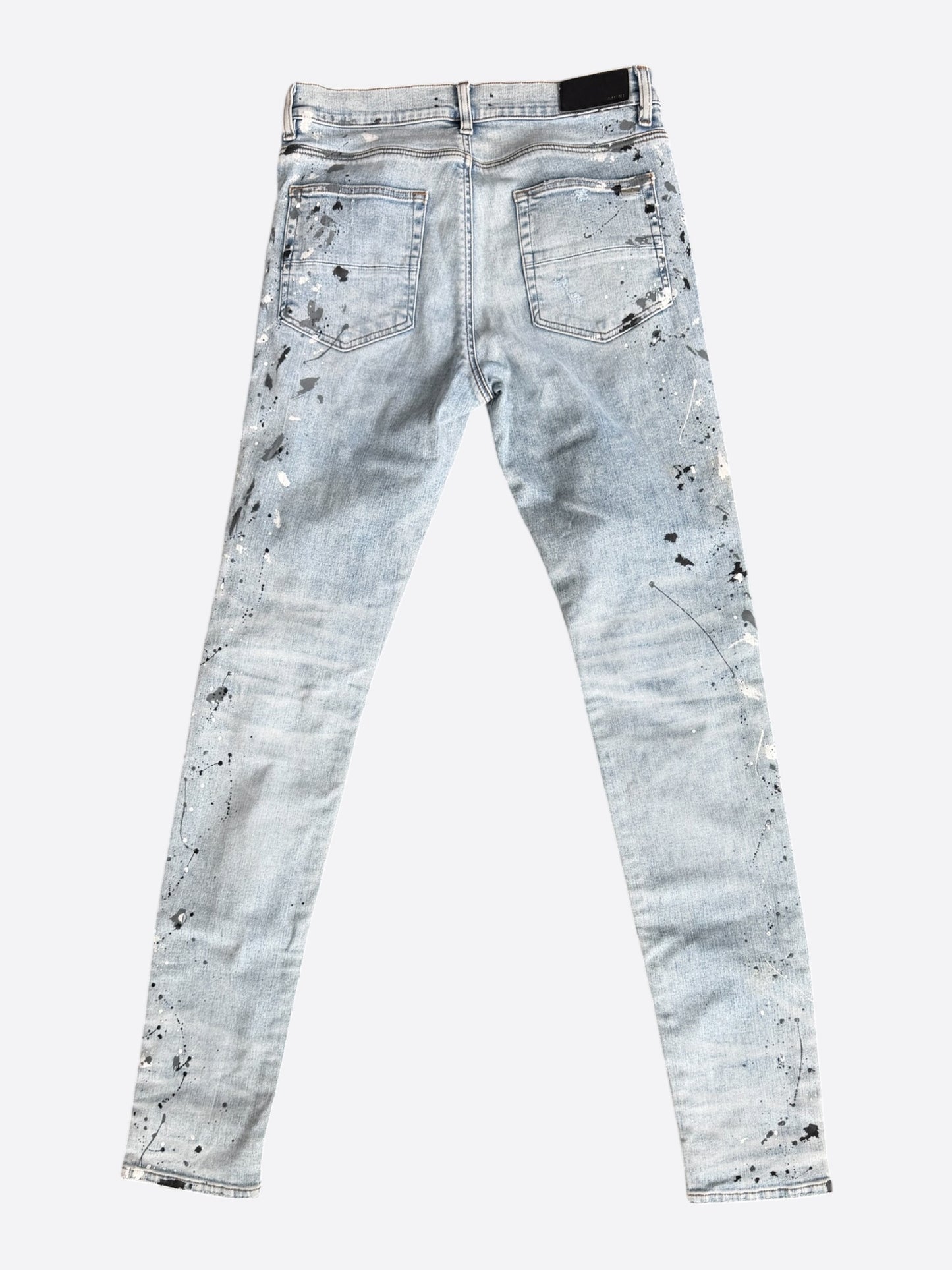 Amiri Indigo & White Patch Paint Splatter MX1 Jeans