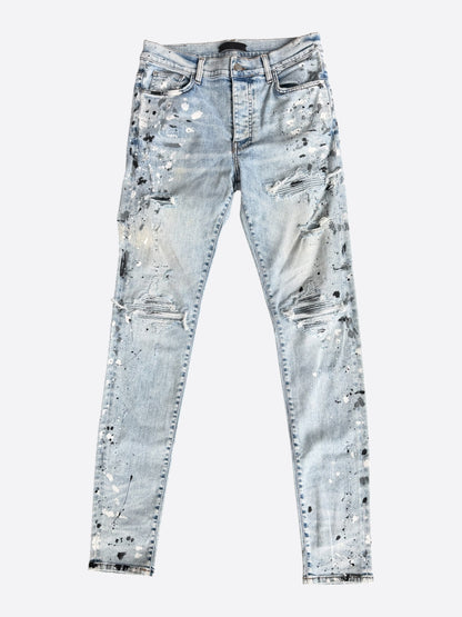 Amiri Indigo & White Patch Paint Splatter MX1 Jeans