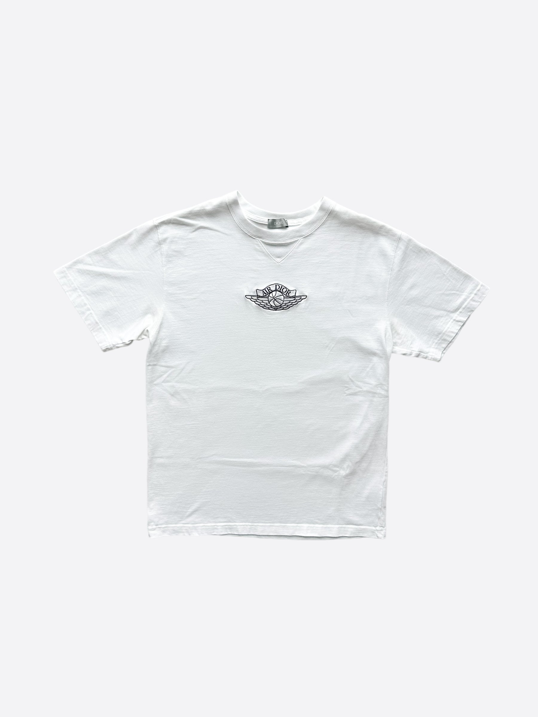 Dior Air Jordan White Embroidered Logo T-Shirt