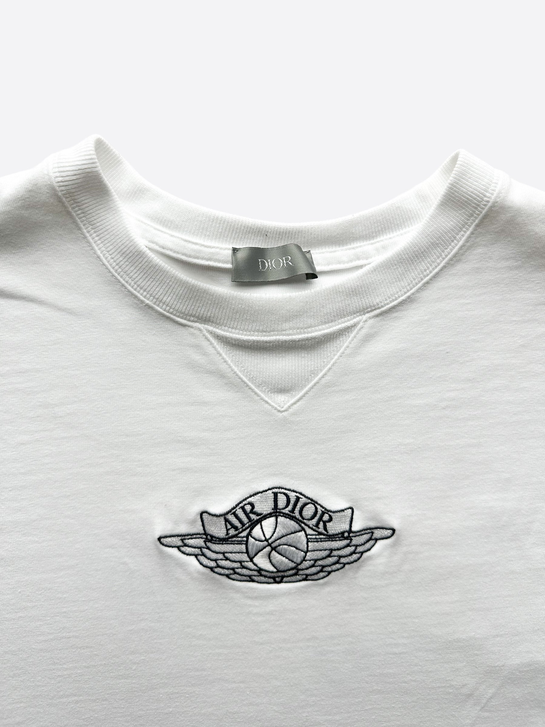 Dior Air Jordan White Embroidered Logo TShirt  Savonches