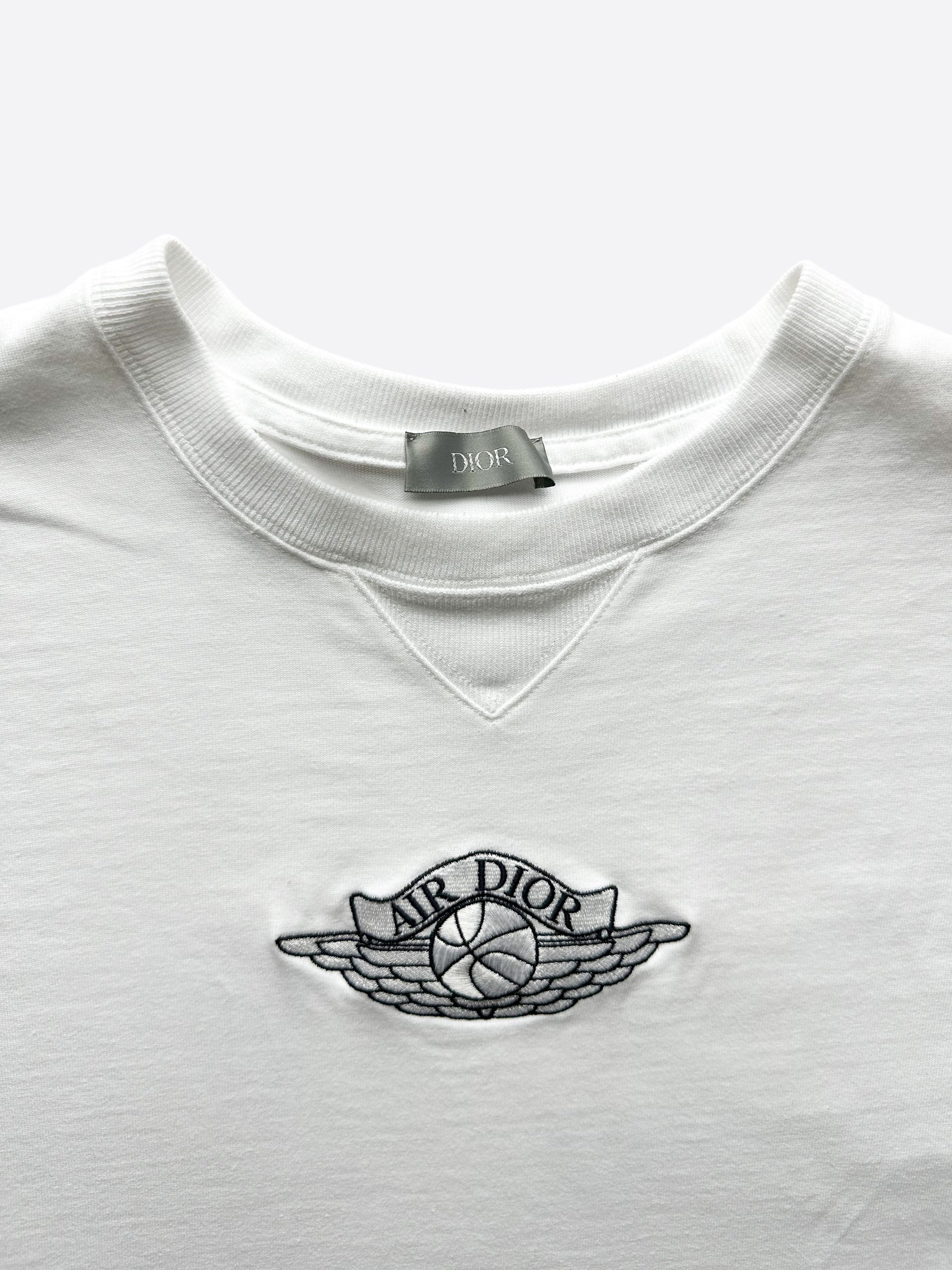 Dior Air Jordan White Embroidered Logo T-Shirt