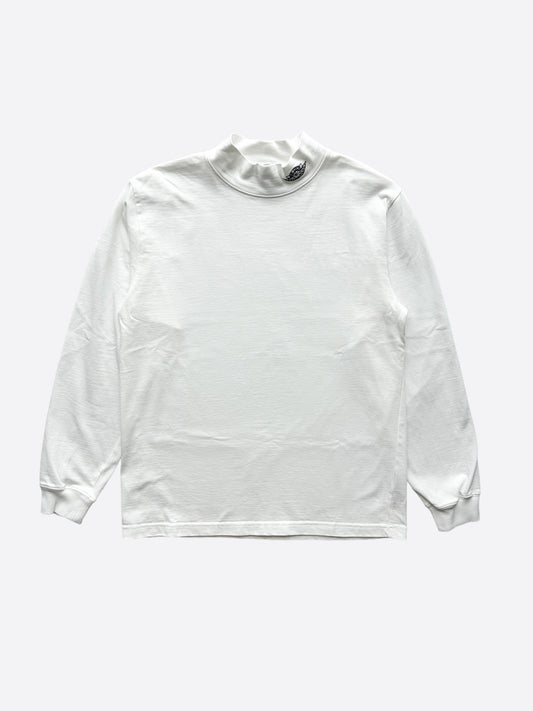 Dior Air Jordan White Embroidered Logo Longsleeve Mockneck T-Shirt