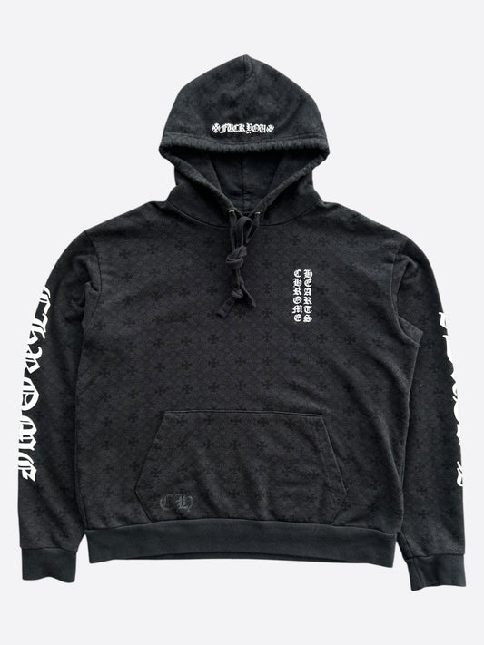 Chrome Hearts Black & White Cross Jacquard Horseshoe Logo Hoodie