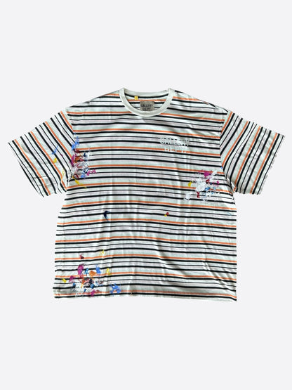 Gallery Dept Multicolor Striped Paint Splatter Logo T-Shirt