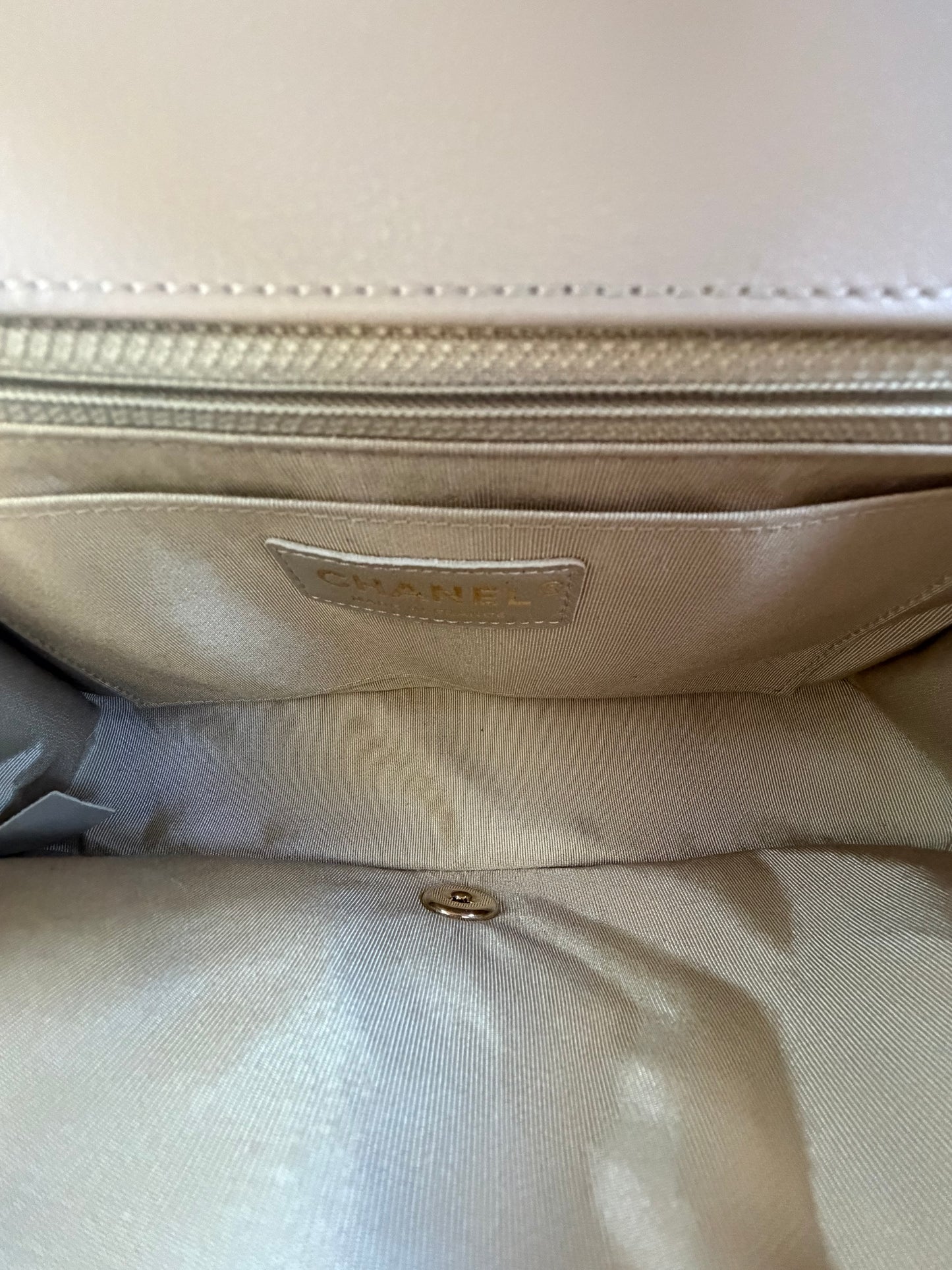 Chanel Beige Quilted Calfskin Statement Medium Flap Bag
