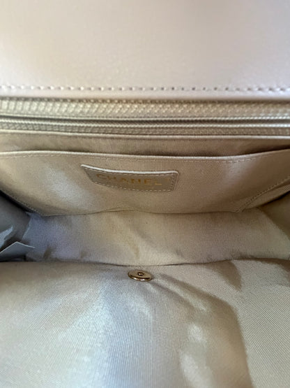 Chanel Beige Quilted Calfskin Statement Medium Flap Bag