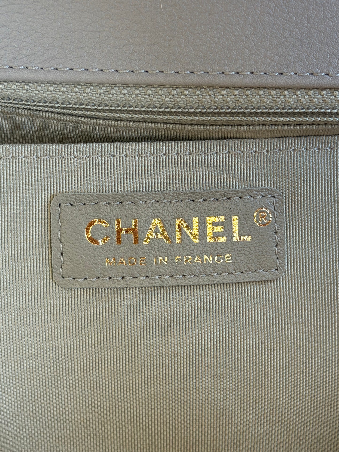 Chanel Beige Quilted Calfskin Statement Medium Flap Bag