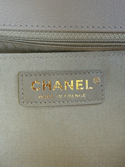 Chanel Beige Quilted Calfskin Statement Medium Flap Bag