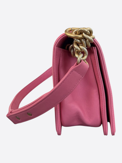 Chanel Pink Quilted Lambskin Medium Boy Bag