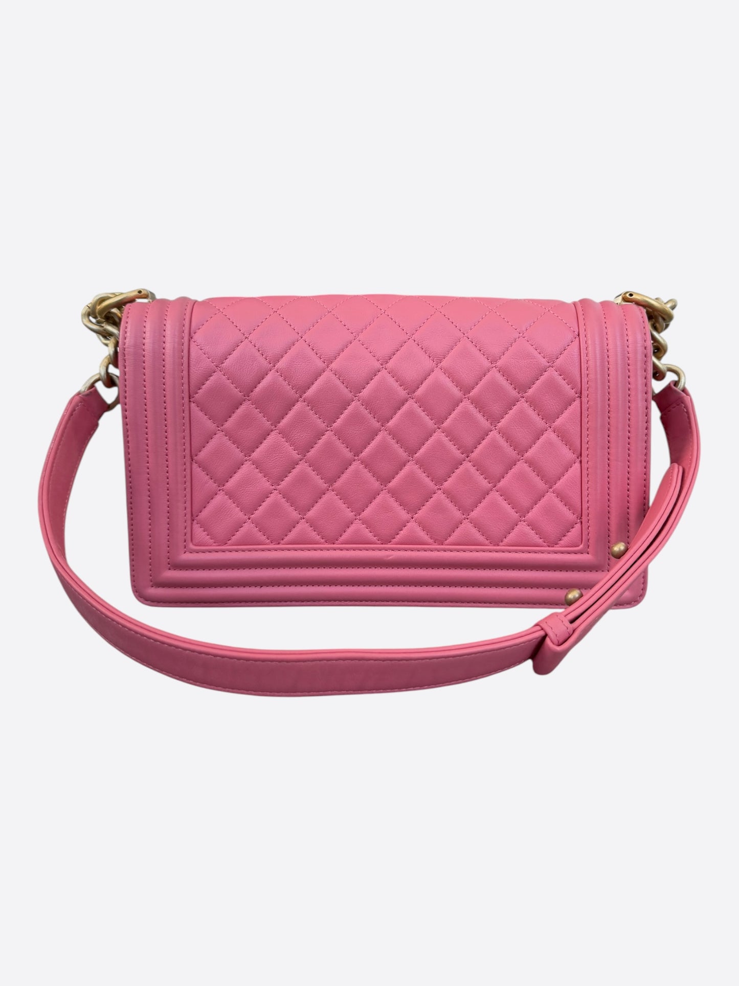Chanel Pink Quilted Lambskin Medium Boy Bag