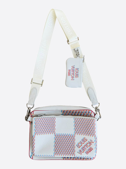 Louis Vuitton White Damier Spray Trio Messenger Bag