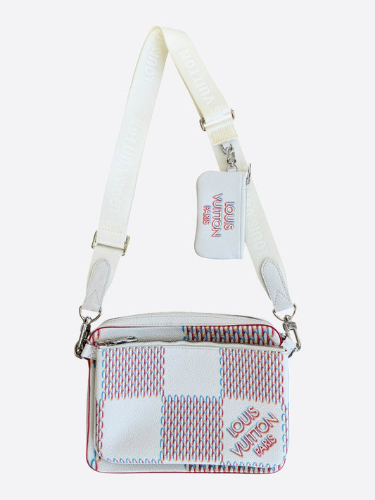 Louis Vuitton White Damier Spray Trio Messenger Bag