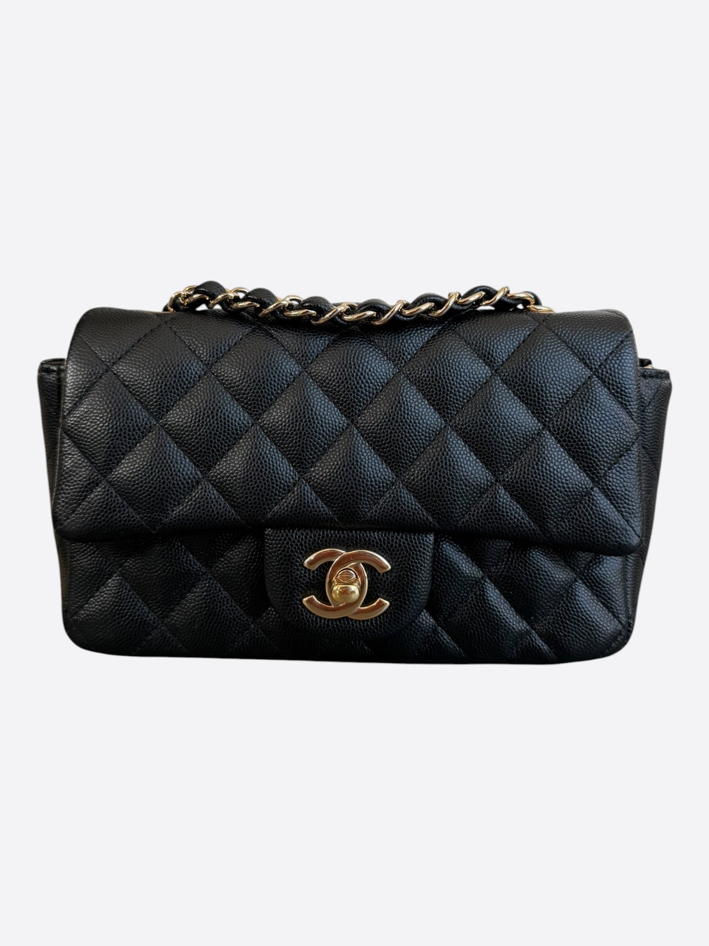 Chanel Black Caviar Quilted Mini Rectangular Flap Bag