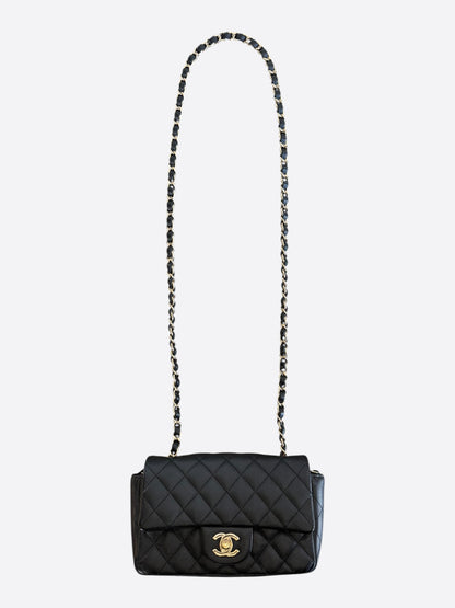 Chanel Black Caviar Quilted Mini Rectangular Flap Bag