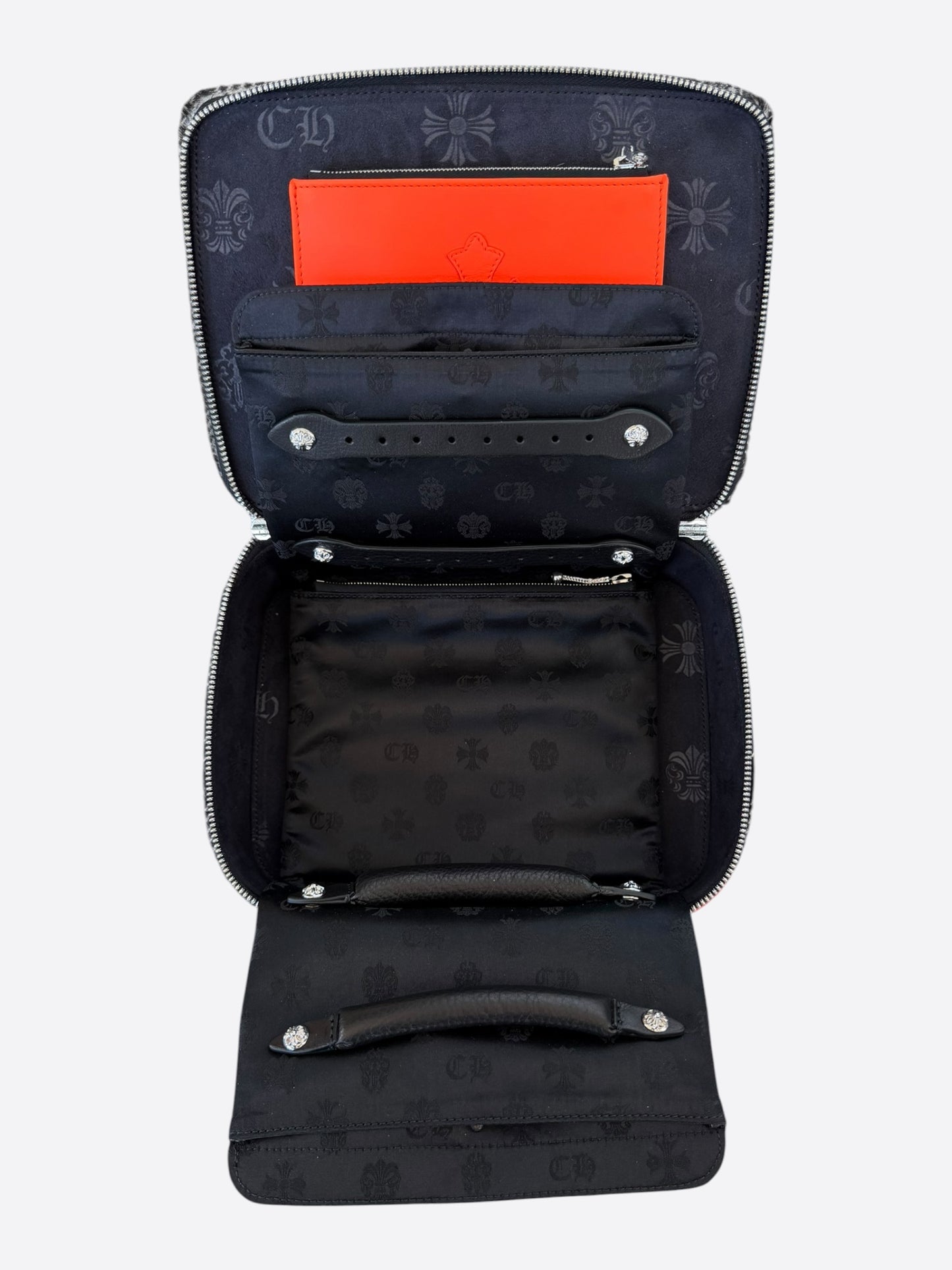 Chrome Hearts Orange & Plaid Fleur Jewelry Case