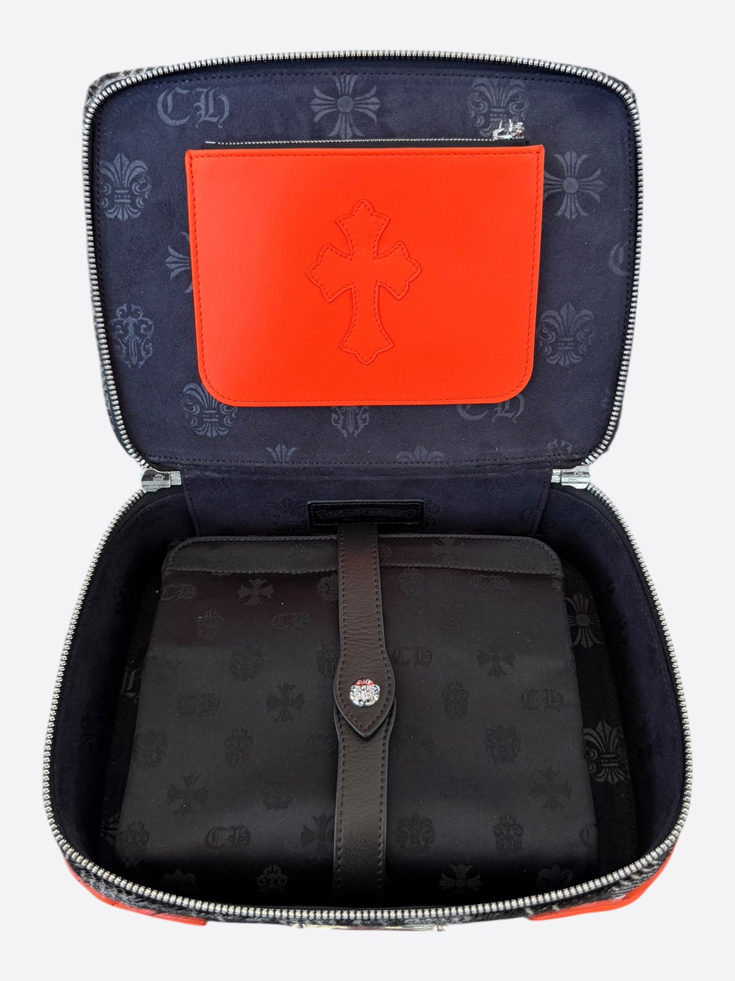 Chrome Hearts Orange & Plaid Fleur Jewelry Case