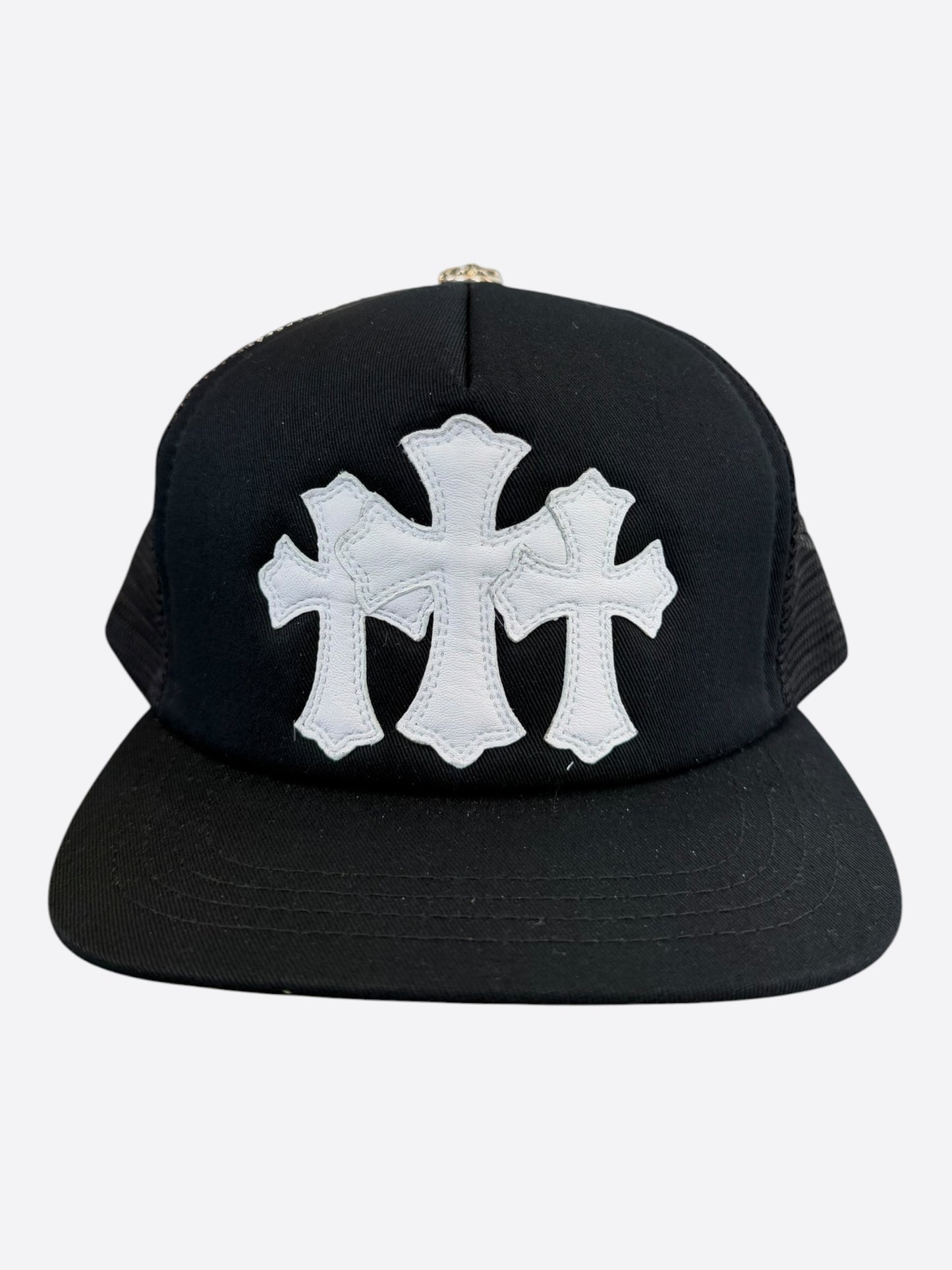 Chrome Hearts Black & White Triple Cross Patch Trucker Hat