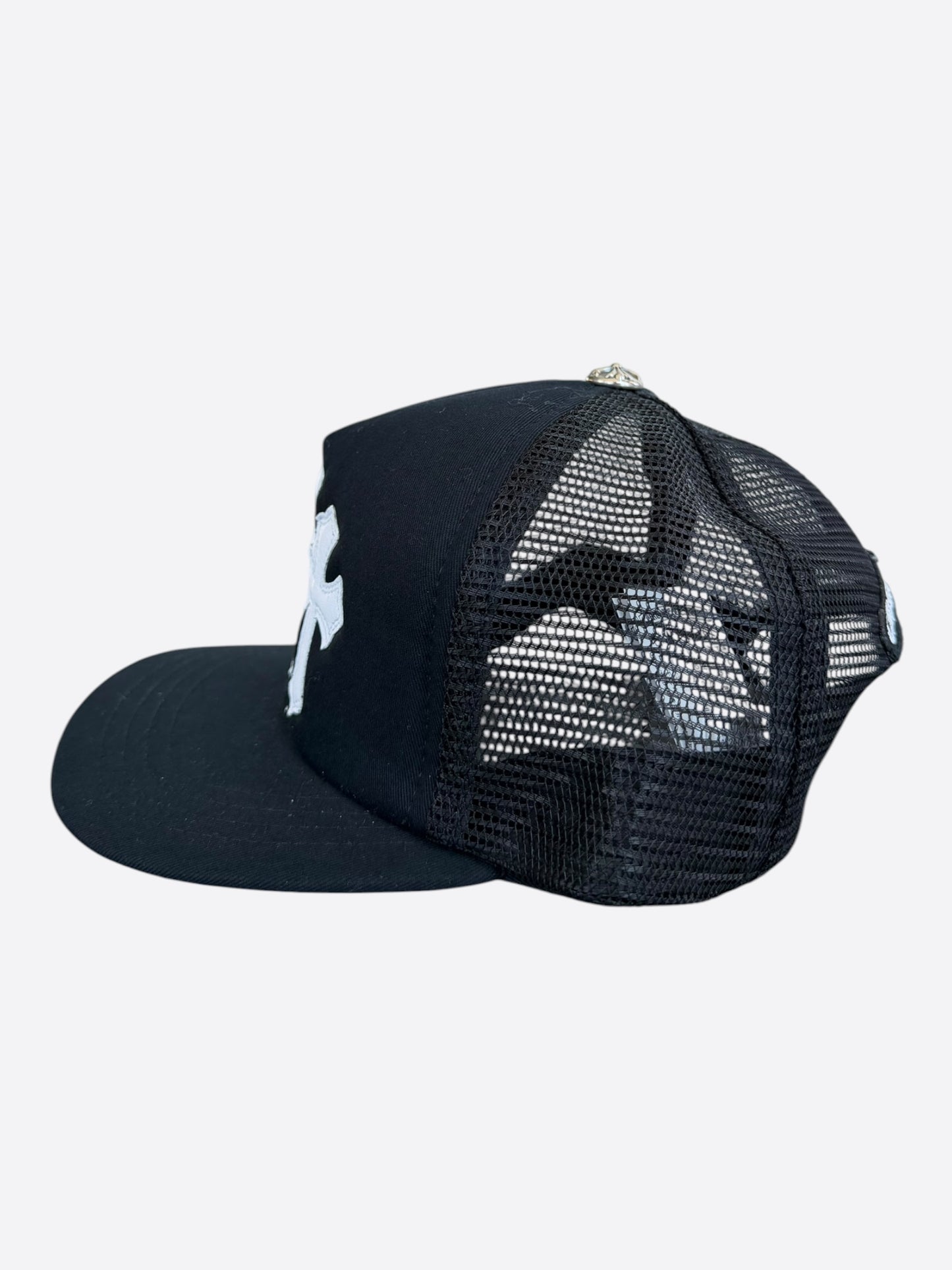 Chrome Hearts Black & White Triple Cross Patch Trucker Hat