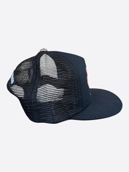 Chrome Hearts Black & Orange Triple Cross Patch Trucker Hat
